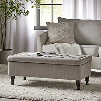 Streamdale Furniture Logan Tufted Storage Ottoman With Grey Fabric
