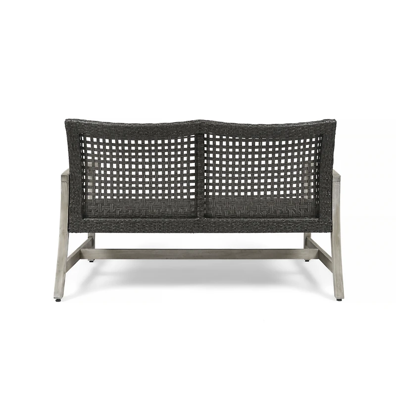 Streamdale Hampton Wicker Loveseat Handwoven Wicker, Acacia Wood Frame