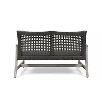 Streamdale Hampton Wicker Loveseat Handwoven Wicker, Acacia Wood Frame