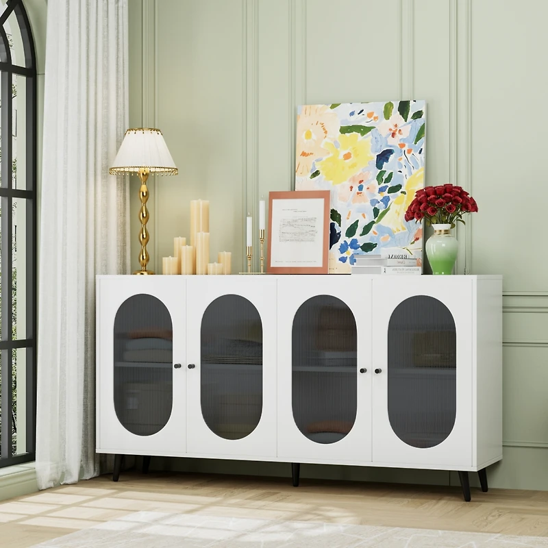 Streamdale Modern Sideboard with Acrylic Doors & Adjustable Shelf