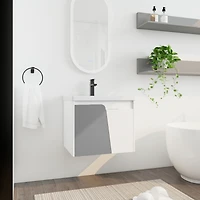 24" Wall-Mounted Vanity with Ceramic Basin
