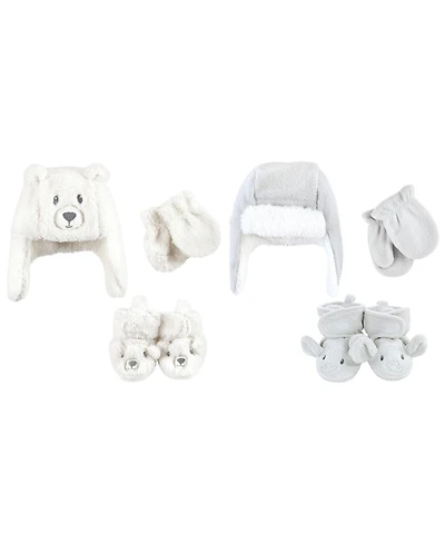 Hudson Baby Boys Trapper Hat, Mitten and Bootie 6Pc Set, Navy Penguin Reindeer, 12-18 Months