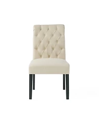 Streamdale Ivory Linen Tufted Rolltop Dining Chairs (Set Of 2)