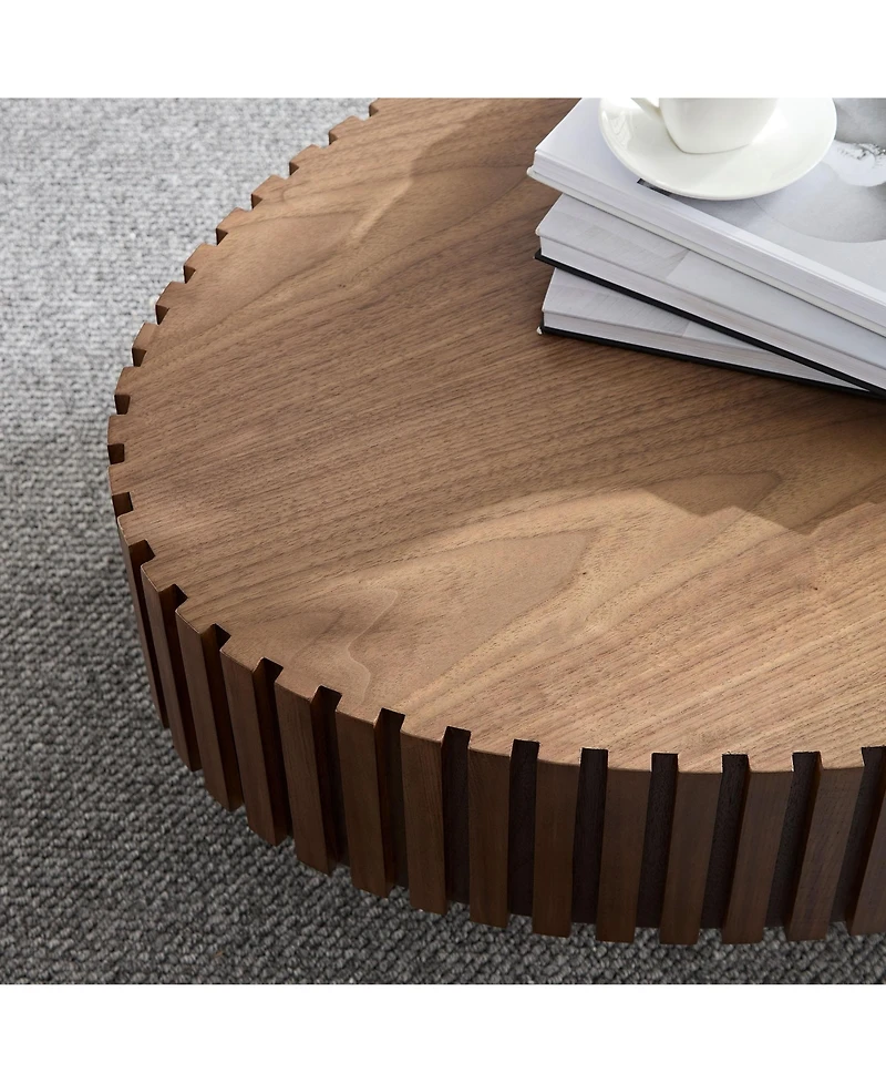 Streamdale Modern Walnut Coffee Table with Sturdy Pedestal
