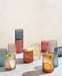 The Wine Savant Khen Hobnail Drinking Glasses Pastel Colored Beaded Set of 12
