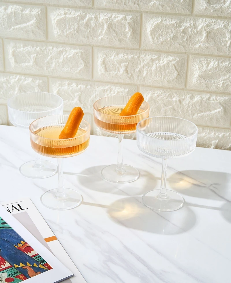 The Wine Savant Khen Classic Art Deco Acrylic Shatterproof Coupe Glasses Set of 4