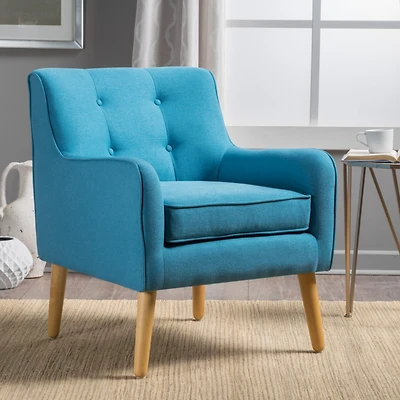 Streamdale Mid-Century Modern Tufted Armchair With Birch Legs