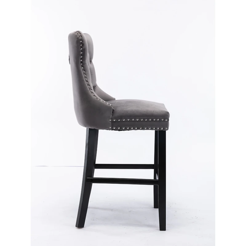 Streamdale Luxurious Velvet Barstools with Button Tufted Backrest (Set Of 2)