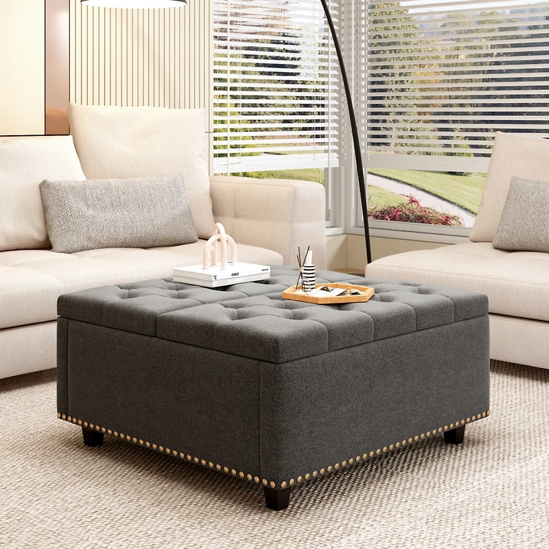Streamdale Oversized Storage Square Ottoman with Double Door Storage