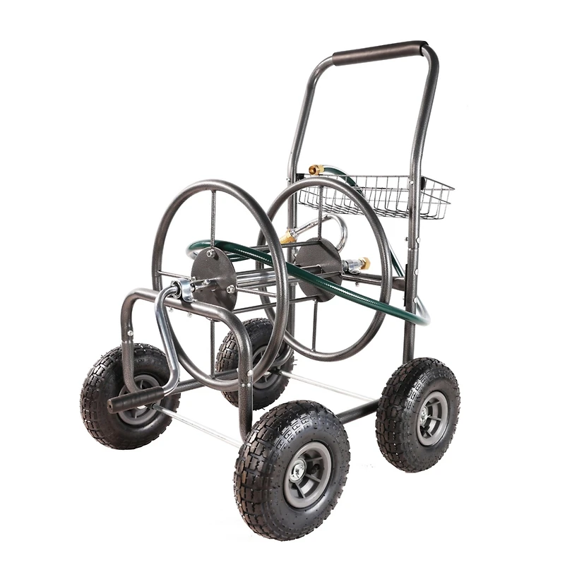 Streamdale 4-Wheel Garden Hose Reel Cart with Basket