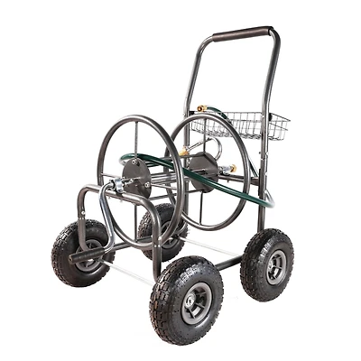Streamdale 4-Wheel Garden Hose Reel Cart with Basket