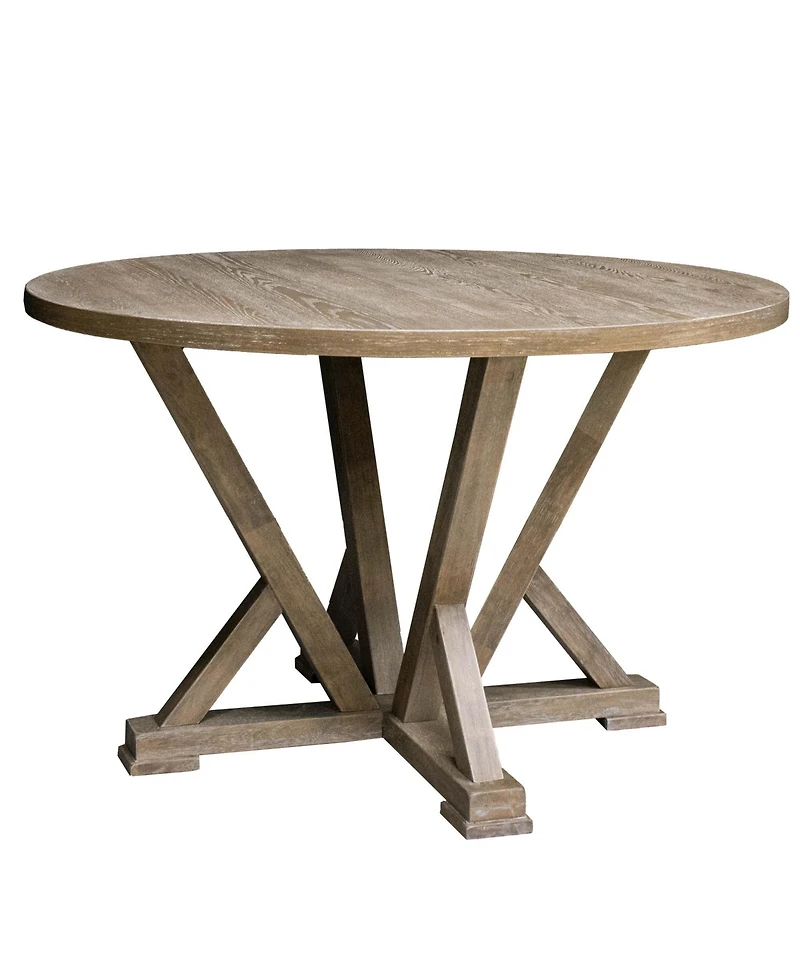 Simplie Fun Modern Farmhouse Round Dining Table, 45.7", Rustic Grayish Brown