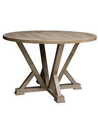 Simplie Fun Modern Farmhouse Round Dining Table, 45.7", Rustic Grayish Brown