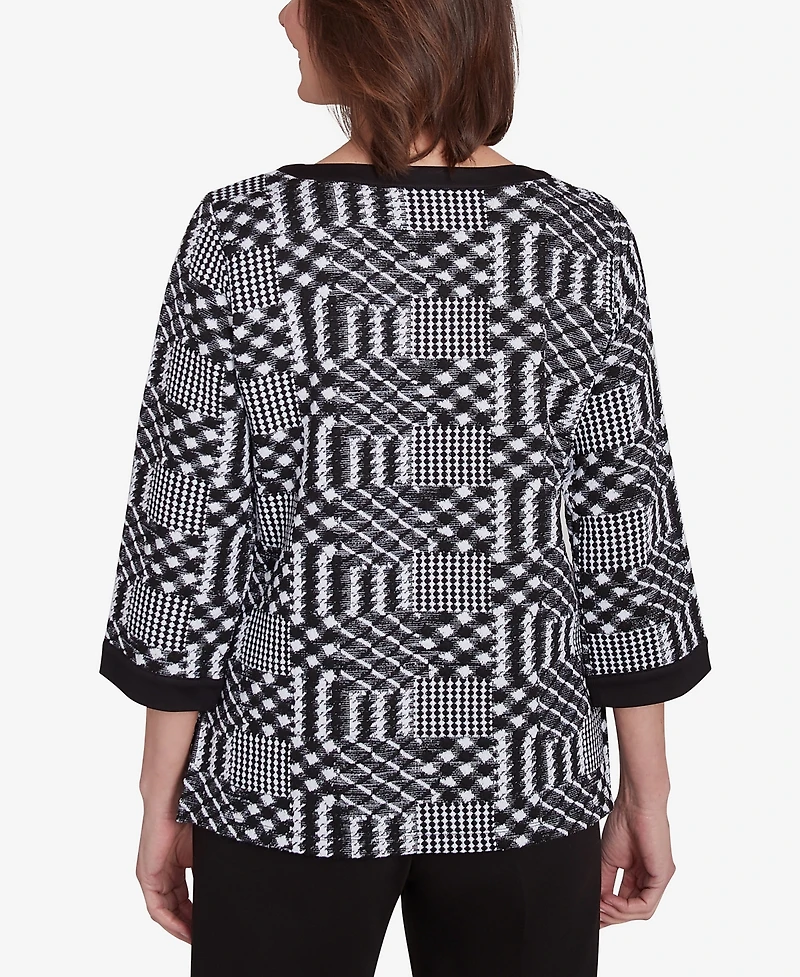 Alfred Dunner Runway Ready Women's Houndstooth Textured Top
