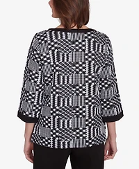 Alfred Dunner Runway Ready Women's Houndstooth Textured Top