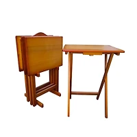 Streamdale Folding Snack Tables with Storage Rack (Set of 4)