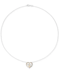 Diamond Angel Heart 18" Pendant Necklace (1/8 ct. t.w.) in Sterling Silver & 14k Gold-Plate