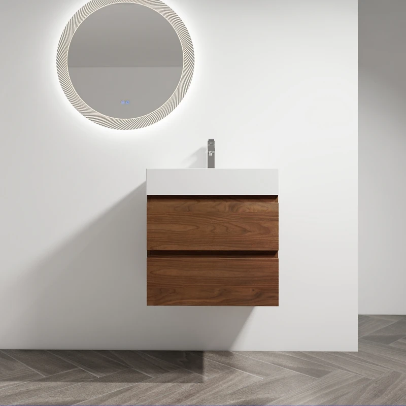 Streamdale 24" Wood Grain Vanity with Resin Sink & Soft-Close Drawers