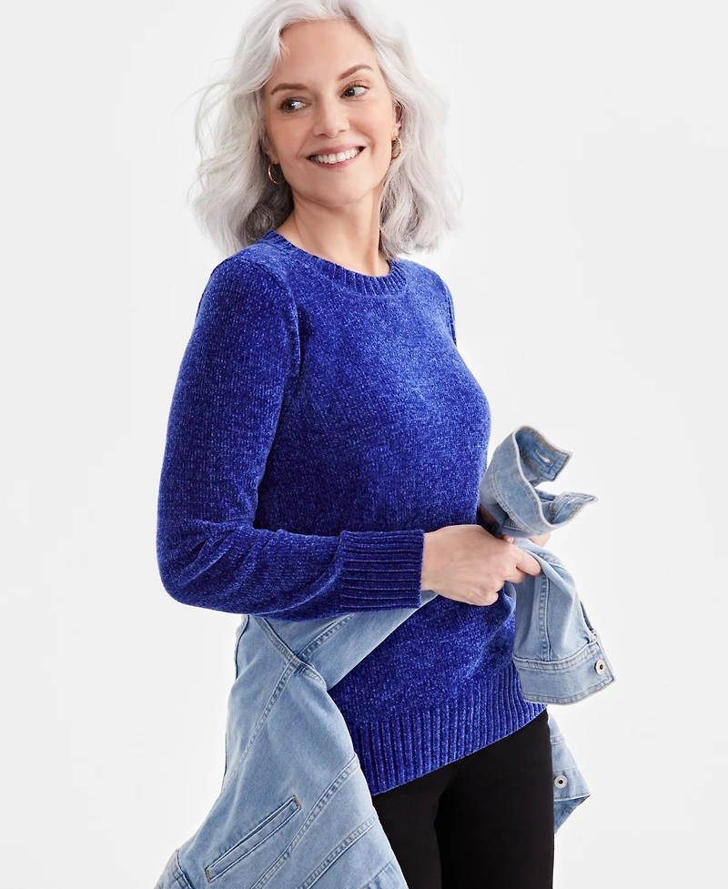 Style & Co Women's Crewneck Chenille Long-Sleeve Sweater, Created for Macy's