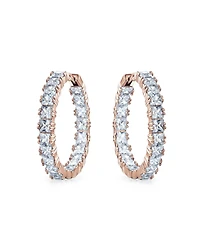 Bling Jewelry Square Cubic Zirconia Princess Cut Cz Inside Out Statement Hoop Earrings For Women Prom 1.25 Diameter