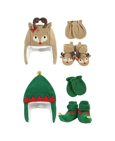 Hudson Baby Boys Unisex 6Pc Trapper Hat, Mitten and Bootie Set