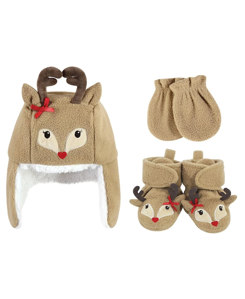 Hudson Baby Boys Unisex 6Pc Trapper Hat, Mitten and Bootie Set