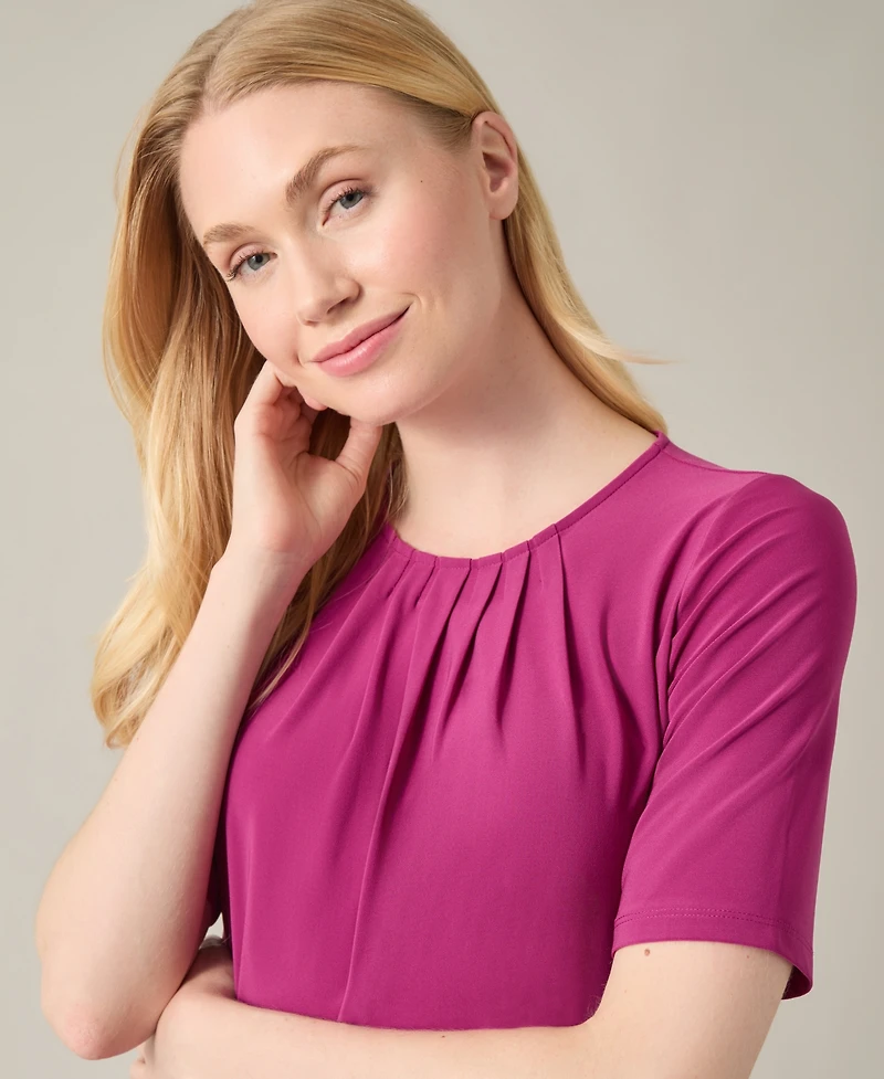 Kasper Women's Pleat Neck Knit Top, Regular & Petite