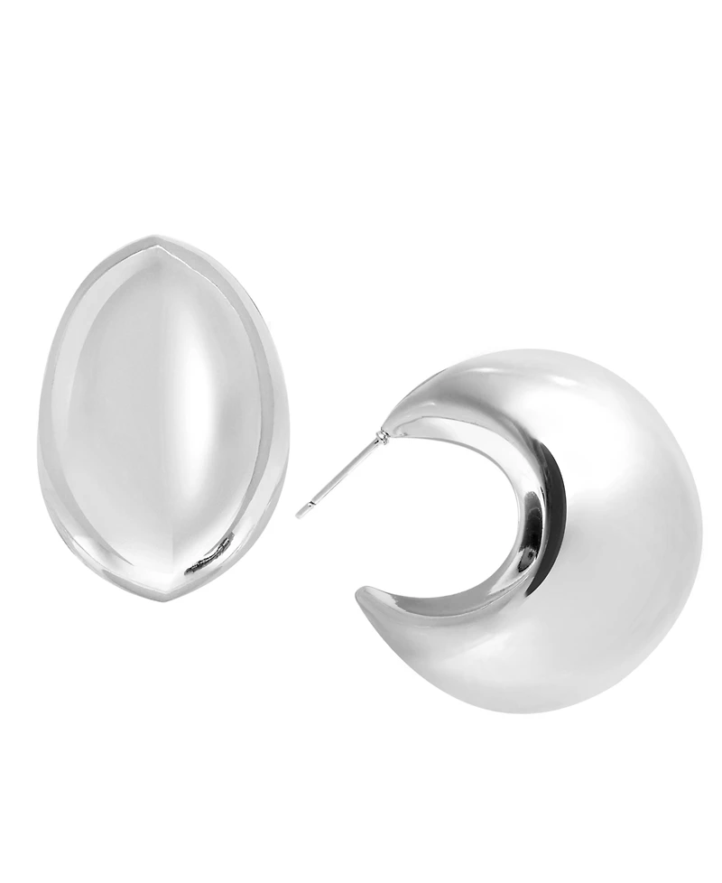 And Now This Silver Plated or 18k Gold Plated Brass Post C Hoop Puff Earring