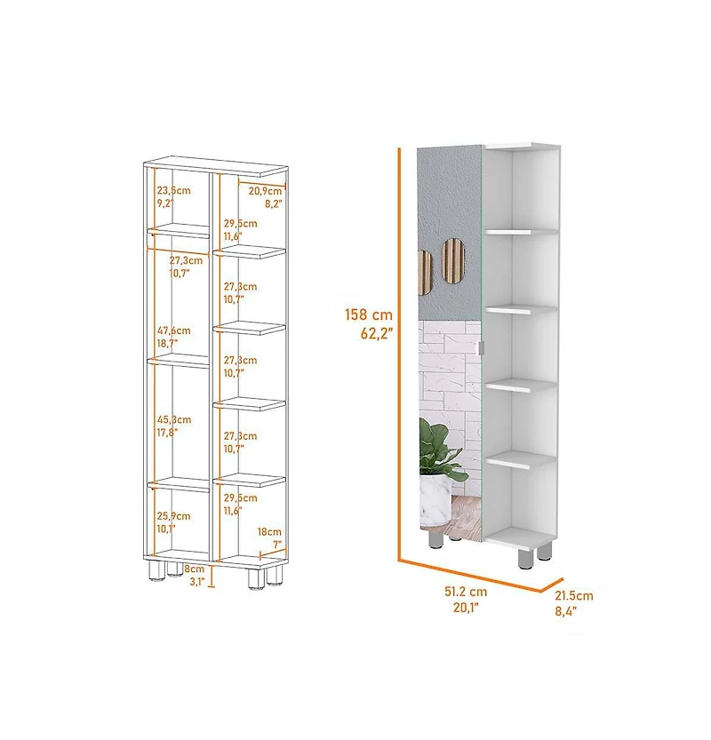 Fm Furniture Los Angeles Linen Cabinet with mirror