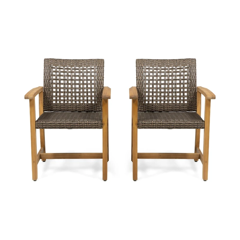 Streamdale Acacia Wood And Wicker Dining Chairs (Set Of 2)