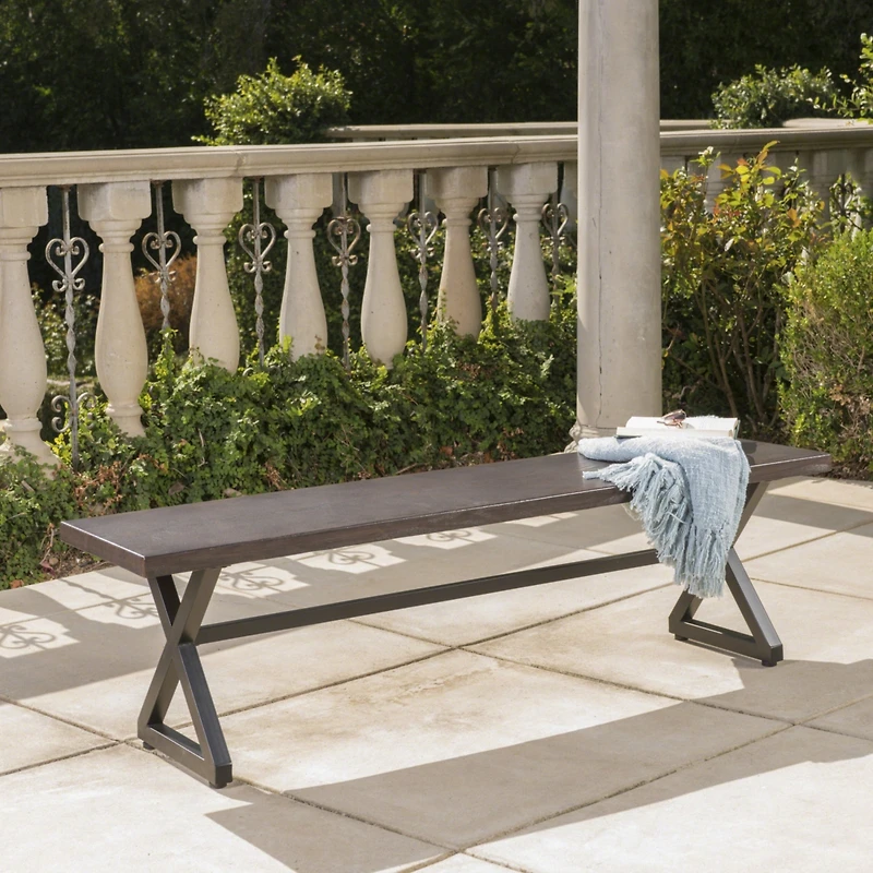 Streamdale Modern Outdoor Aluminum Bench With Steel Frame