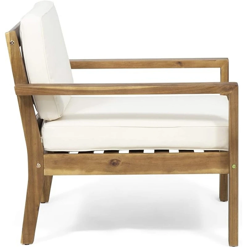 Simplie Fun Acacia Wood Club Chair With Wire Brushed Finish