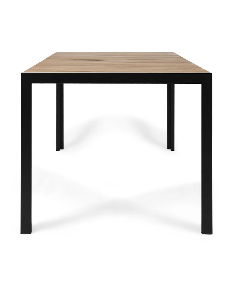Streamdale Modern Acacia Wood & Iron Outdoor Dining Table