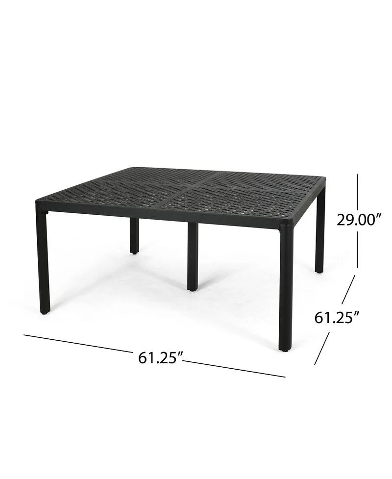 Streamdale Modern Woven Aluminum Dining Table, Antique Matte Black