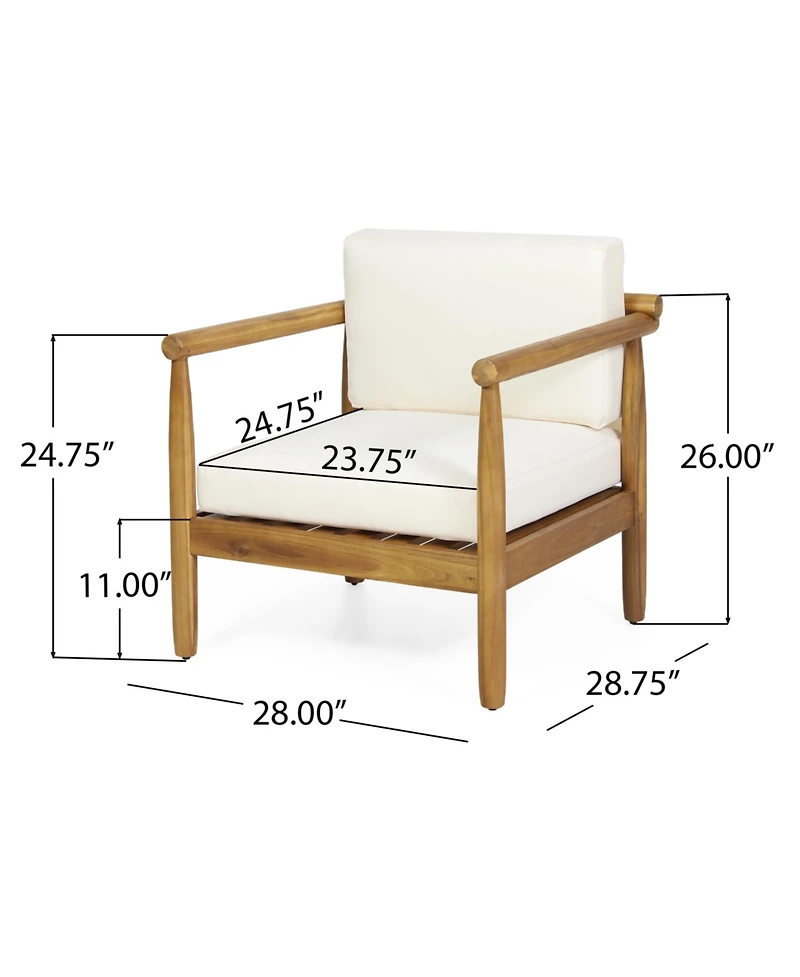 Simplie Fun Acacia Wood Club Chair With Water-Resistant Cushions