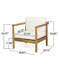 Simplie Fun Acacia Wood Club Chair With Water-Resistant Cushions