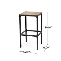 Simplie Fun Noe Acacia Wood Bar Stools, Set Of 2, Teak Finish, Black