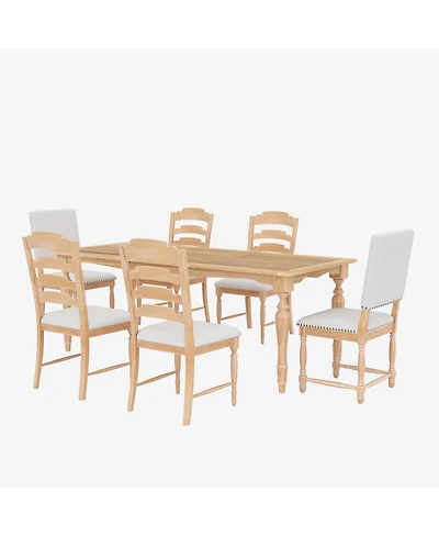 Streamdale Vintage 7-Piece Extendable Dining Set with Upholstered Chairs