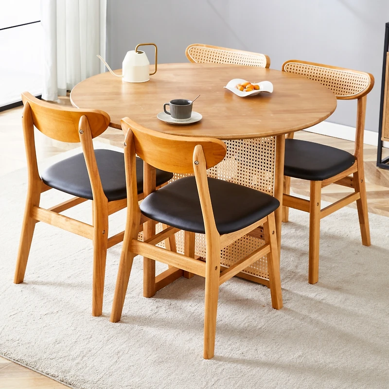 Streamdale Solid Wood Dining Set Table & Chairs for Home & Office