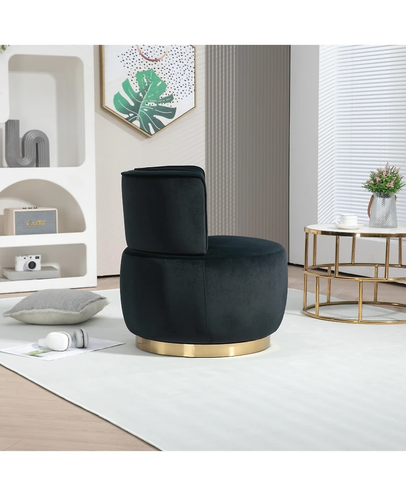 Simplie Fun 360° Swivel Velvet Barrel Accent Chair