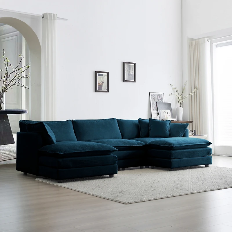 5-Seater U-Shaped Sectional Sofa with Ottomans