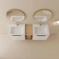 Streamdale Wall-Mount Vanity with Dual Ceramic Sink and Storage