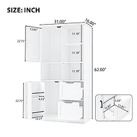 Tall Bathroom Storage Cabinet with Doors, Drawers, Shelves, Adjustable Shelf