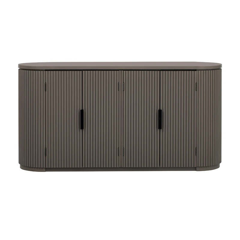 Streamdale Vertical Striped Cabinet with Adjustable Shelves & Metal Handles