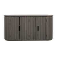 Streamdale Vertical Striped Cabinet with Adjustable Shelves & Metal Handles