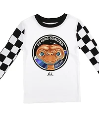E.t. the Extra-Terrestrial Little Boys E.t. Checkerboard Youth Long Sleeve Pajama Set