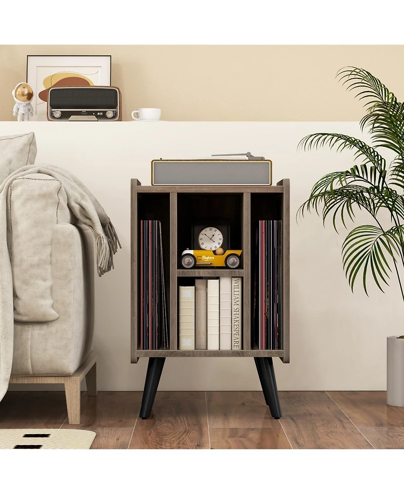 Slickblue Vinyl Record Storage Turntable Stand with 4 Open Shelves