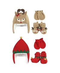 Hudson Baby Boys Unisex 6Pc Trapper Hat, Mitten and Bootie Set