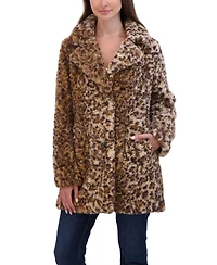 Sebby Collection Women's Crushed Faux Fur Button Front Coat