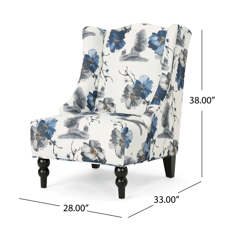Streamdale Modern Wingback Club Chair, Black Checkerboard, 28D X 33W 38H Inch